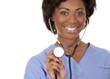 nurse using stethoscope