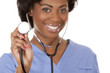 nurse using stethoscope