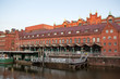 View into a channel at the Speicherstadt