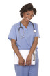 nurse using stethoscope