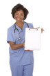nurse using stethoscope
