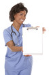 nurse using stethoscope