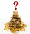 pile of gold chinks and question-mark.
