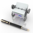 Illustration: Rotary card address and pen. Rotary card address and pen.