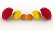 Illustration: 3d illustration multicoloured umbrellas on a white 3d illustration multicoloured umbrellas on a white