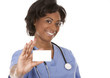 Foto: nurse holding business card nurse holding business card