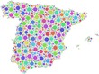 Map of Spain - Europe - in a mosaic of harlequin bubbles
