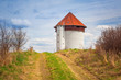 White tower of hydroelectricity in Bielkowo, Poland
