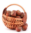 Hazelnuts in wicker basket