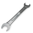 Metal glossy wrench isolated on white background.
