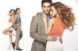 Collage of young smiling couple