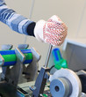 Photo: Hand pushing lever Hand pushing lever