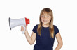 Funny girl with a megaphone