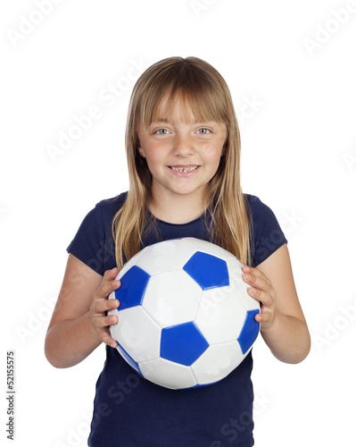 Photo: Adorable little girl with soccer ball Adorable little girl with soccer ball