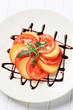 Sliced tomato and smoked cheese