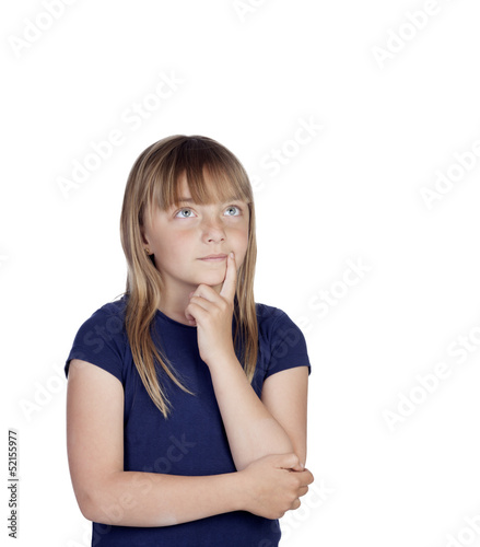 Photo: Pensive girl with blond hair Pensive girl with blond hair