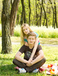 Romantic couple having a picnic outdoors