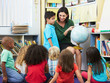 Foto: Elementary Pupils In Geography Class With Teacher Elementary Pupils In Geography Class With Teacher