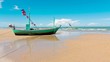 Timelapse fishing boat at beach