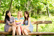 Three beautiful young female friends
