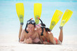 Photo: happy young couple have fun on beach happy young couple have fun on beach