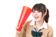 asian school girl on white background