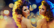 Fancy hairstyle photo of young women