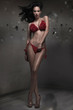 Sexy lady with red rose bra