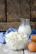 Cottage cheese, milk and eggs
