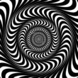 Black and white swirl lines. Optical illusion background, vector