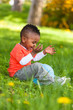 Photo: Outdoor portrait of a cute young little black boy playing with Outdoor portrait of a cute young little black boy playing with