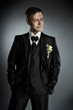 Wedding groom, Handsome man in black suit