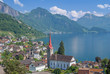 Blick über den Urlaubsort Weggis am Vierwaldstättersee