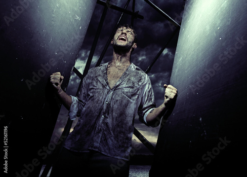 Photo: Exhausted man after struggling for exsistance Exhausted man after struggling for exsistance