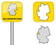 Gelsenkirchen - Ortsschild, Button und Deutschlandkarte