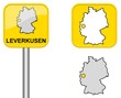 Leverkusen - Ortsschild, Button und Deutschlandkarte