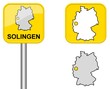 Solingen - Ortsschild, Button und Deutschlandkarte