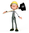 Illustration: 3d boy working. 3d boy working.