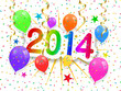 Illustration: 2014 multicolore avec ballons confettis et serpentins 2014 multicolore avec ballons confettis et serpentins