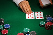 Poker setting on green table