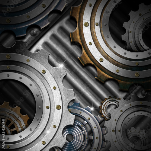 Illustration: Metal Gears on Grunge Background Metal Gears on Grunge Background