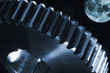 Photo: large gear wheel in space, planets and stars large gear wheel in space, planets and stars