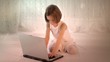 Video: Modern girl with laptop Modern girl with laptop