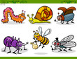 happy insects set cartoon illustration