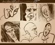 Vector: people faces caricature sketch drawings set people faces caricature sketch drawings set
