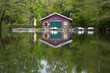 small hut at lake