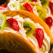 Sponge cake filled with strawberry and kiwi
