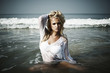 beautiful blond woman in sea