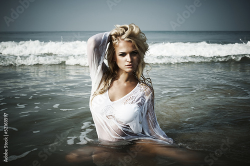 Photo: beautiful blond woman in sea beautiful blond woman in sea