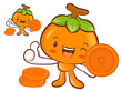 Persimmon Mascot the Left hand best gesture. Fruit Character Des